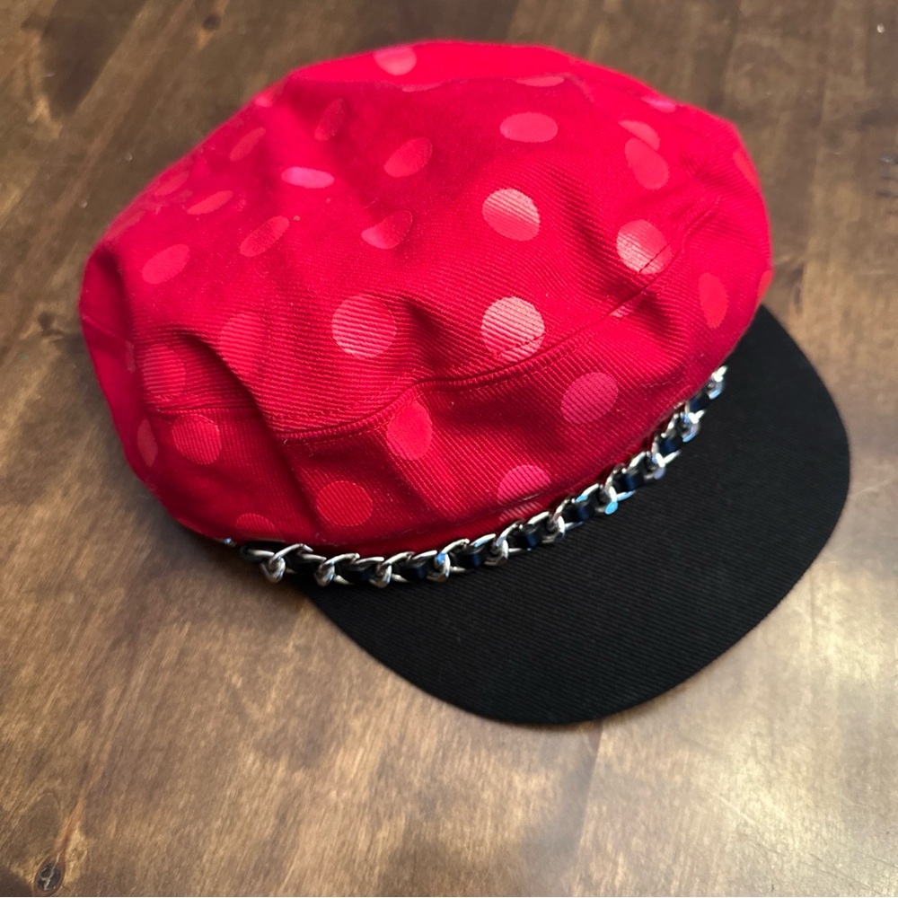 Disney Minnie‎ Mouse Cap Youth Polka Dot Pageboy Chain Strap Hat Size Youth